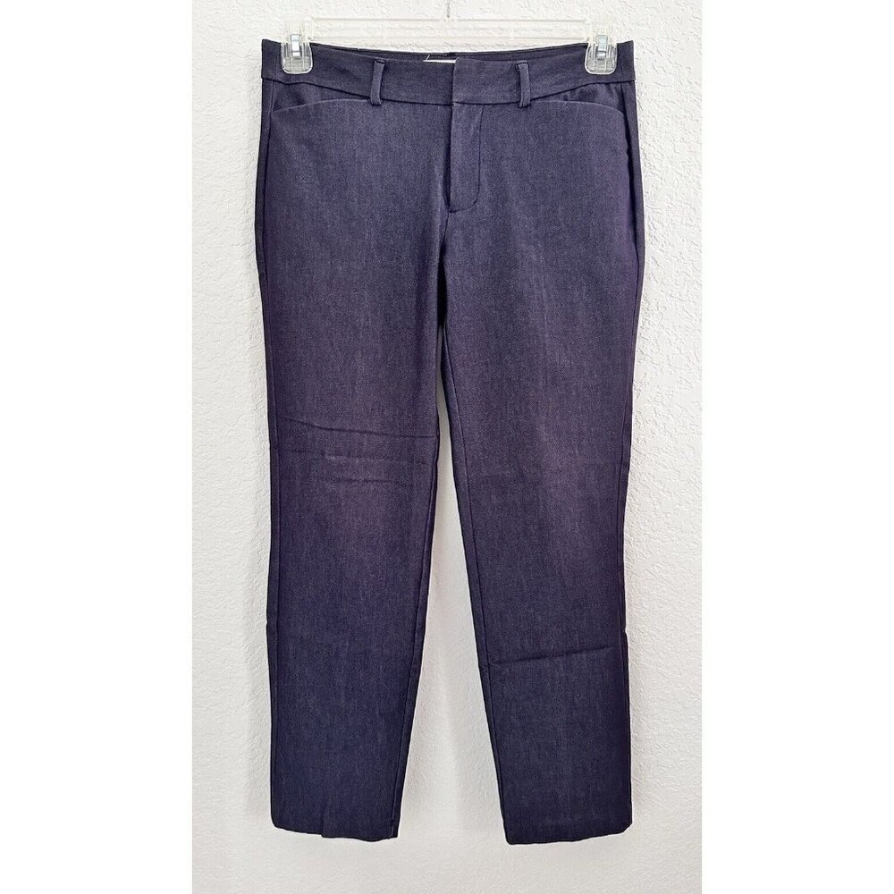 Elle‎ Women’s Cropped Dress Pants Size 4 Chambray Blue Pockets Career Comfort